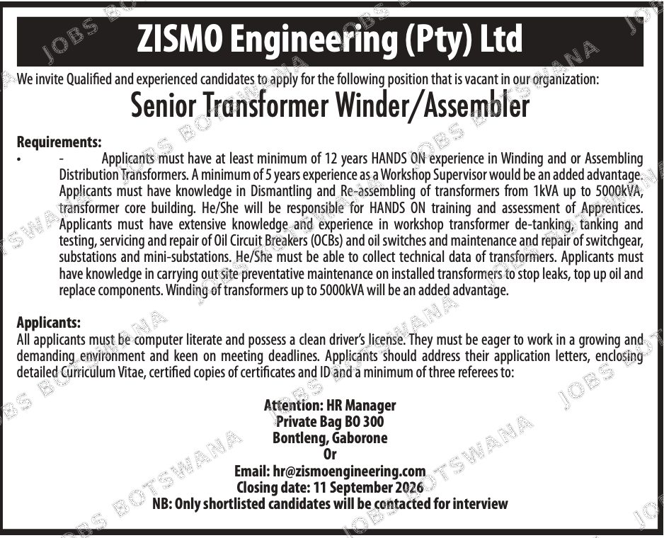 Original job advert — Jobs Botswana