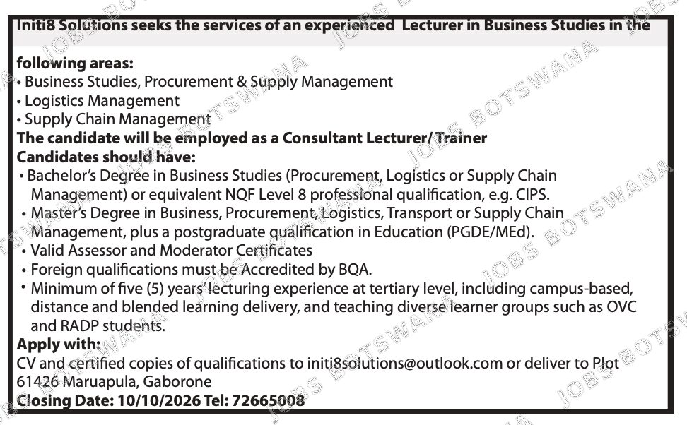 Original job advert — Jobs Botswana