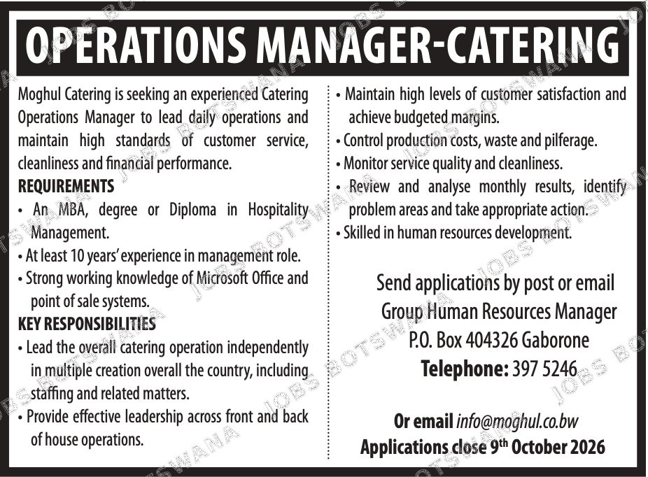 Original job advert — Jobs Botswana