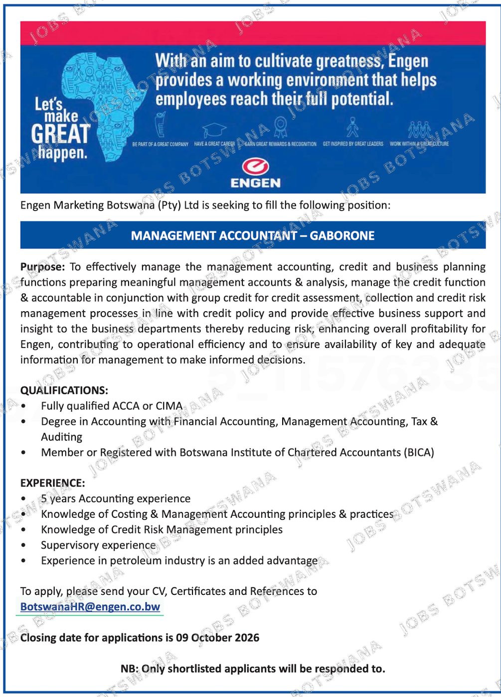 Original job advert — Jobs Botswana