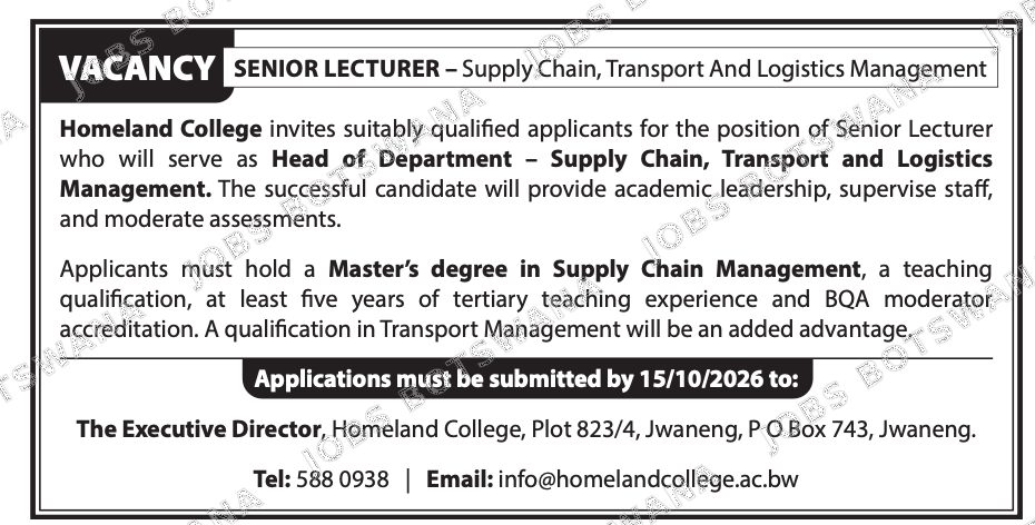 Original job advert — Jobs Botswana