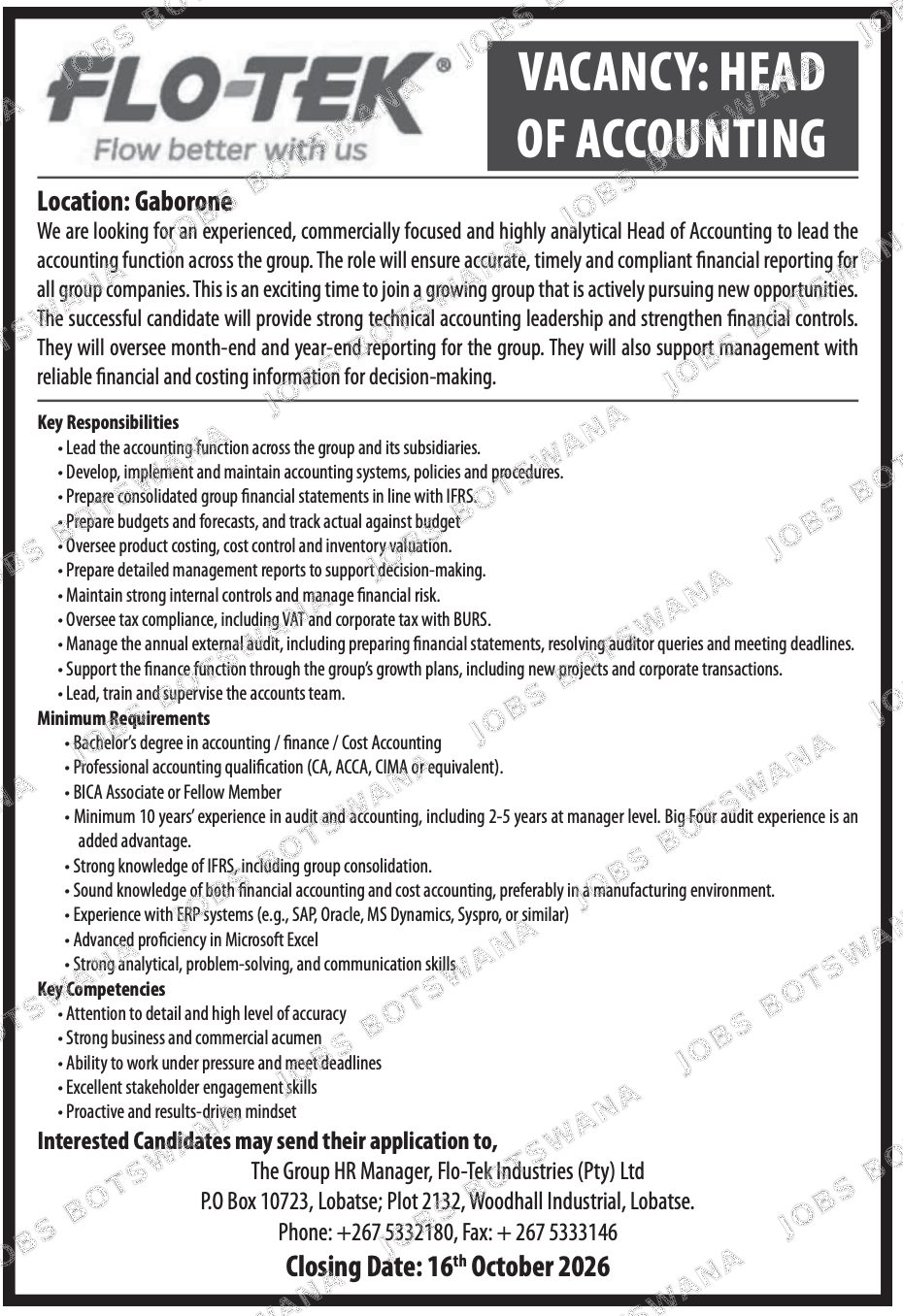 Original job advert — Jobs Botswana
