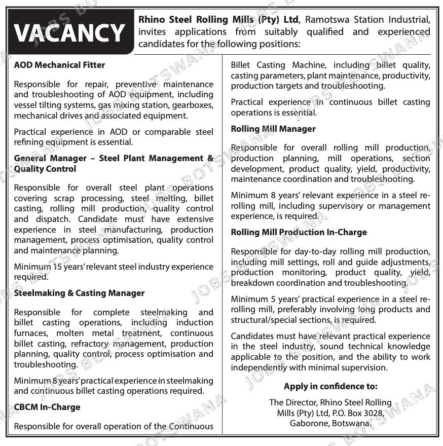 Original job advert — Jobs Botswana