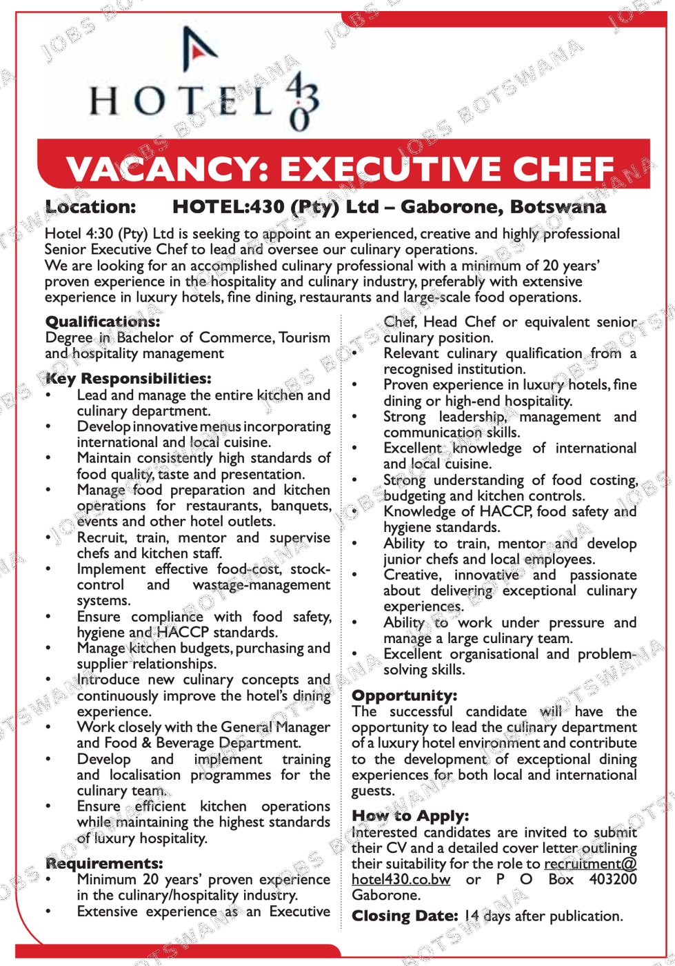 Original job advert — Jobs Botswana