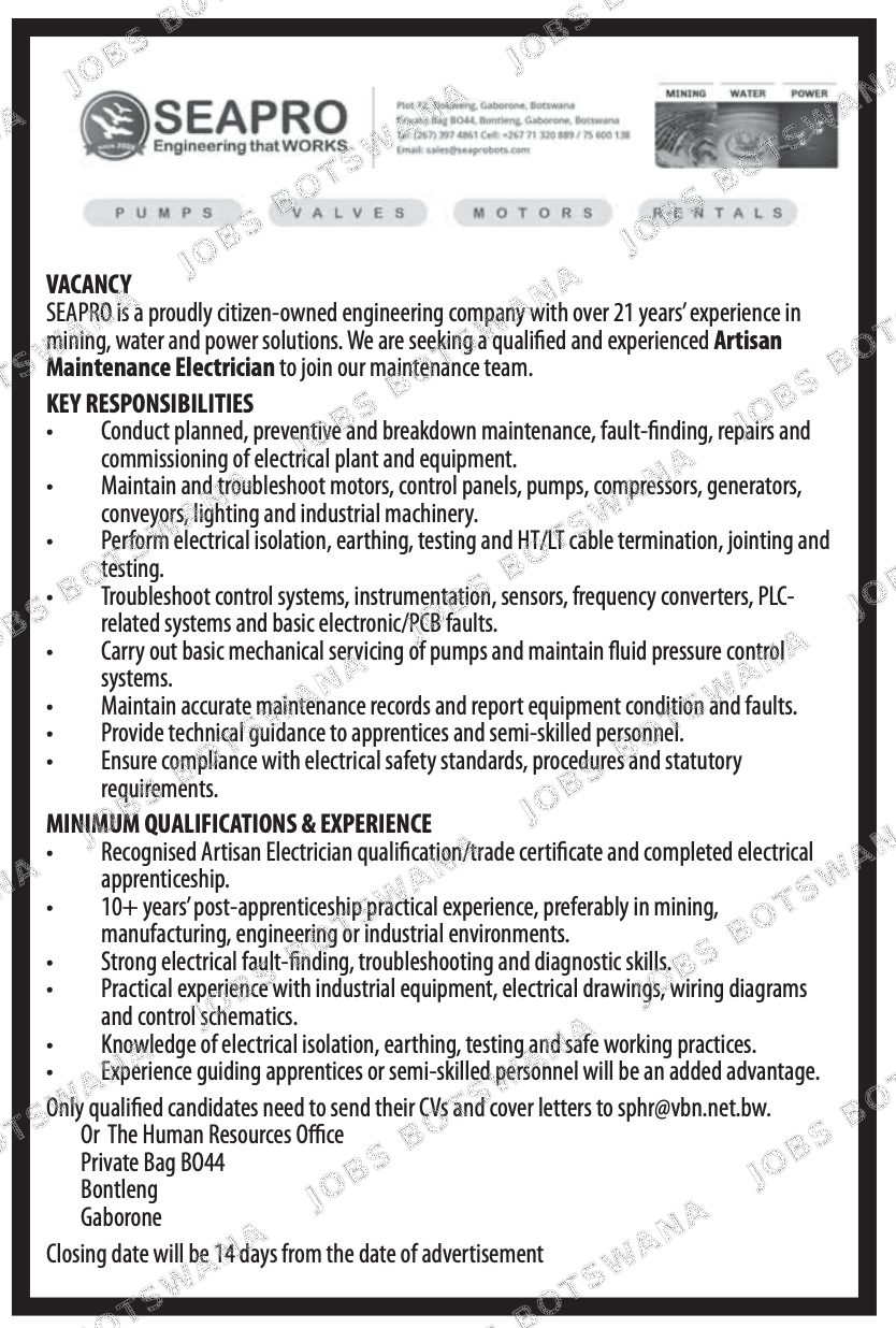 Original job advert — Jobs Botswana