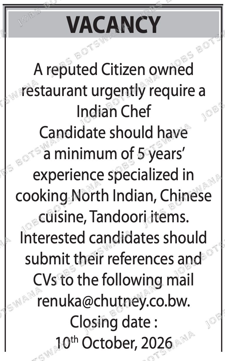 Original job advert — Jobs Botswana