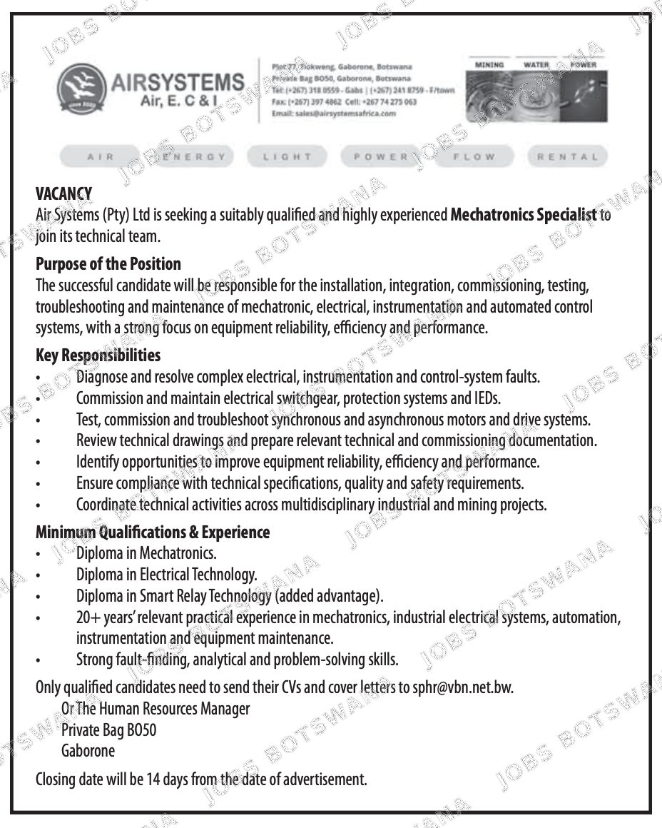 Original job advert — Jobs Botswana