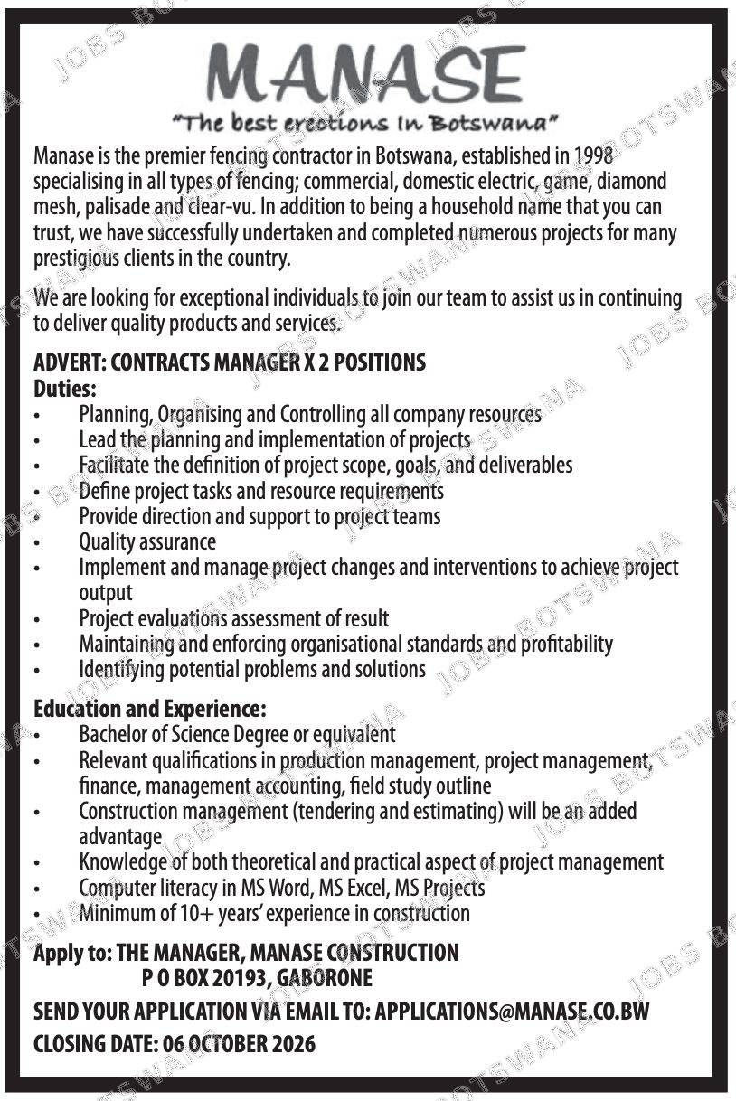 Original job advert — Jobs Botswana