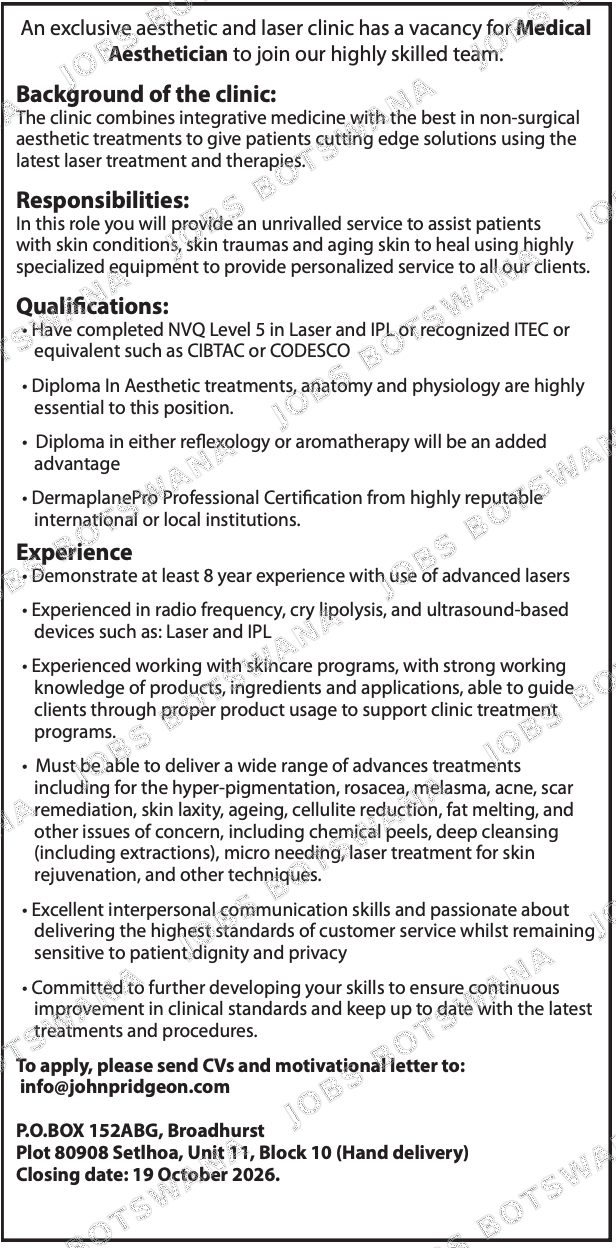 Original job advert — Jobs Botswana