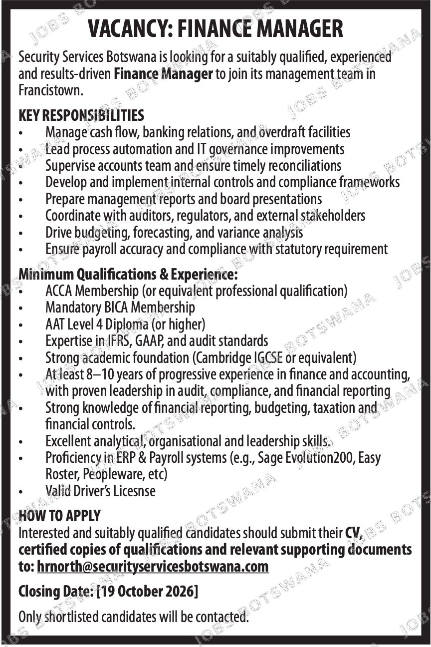 Original job advert — Jobs Botswana