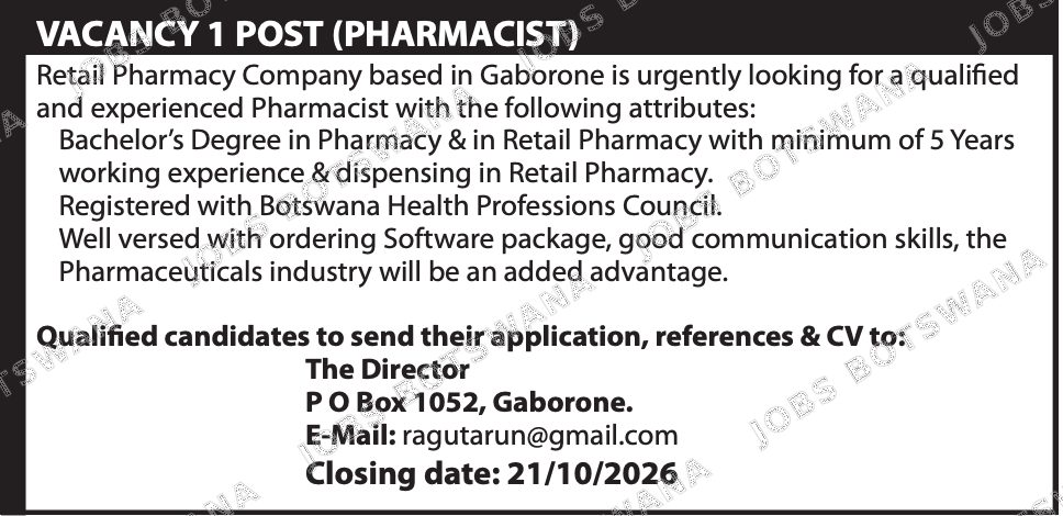 Original job advert — Jobs Botswana