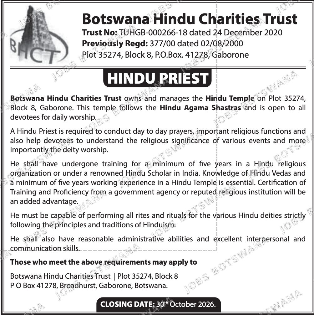 Original job advert — Jobs Botswana