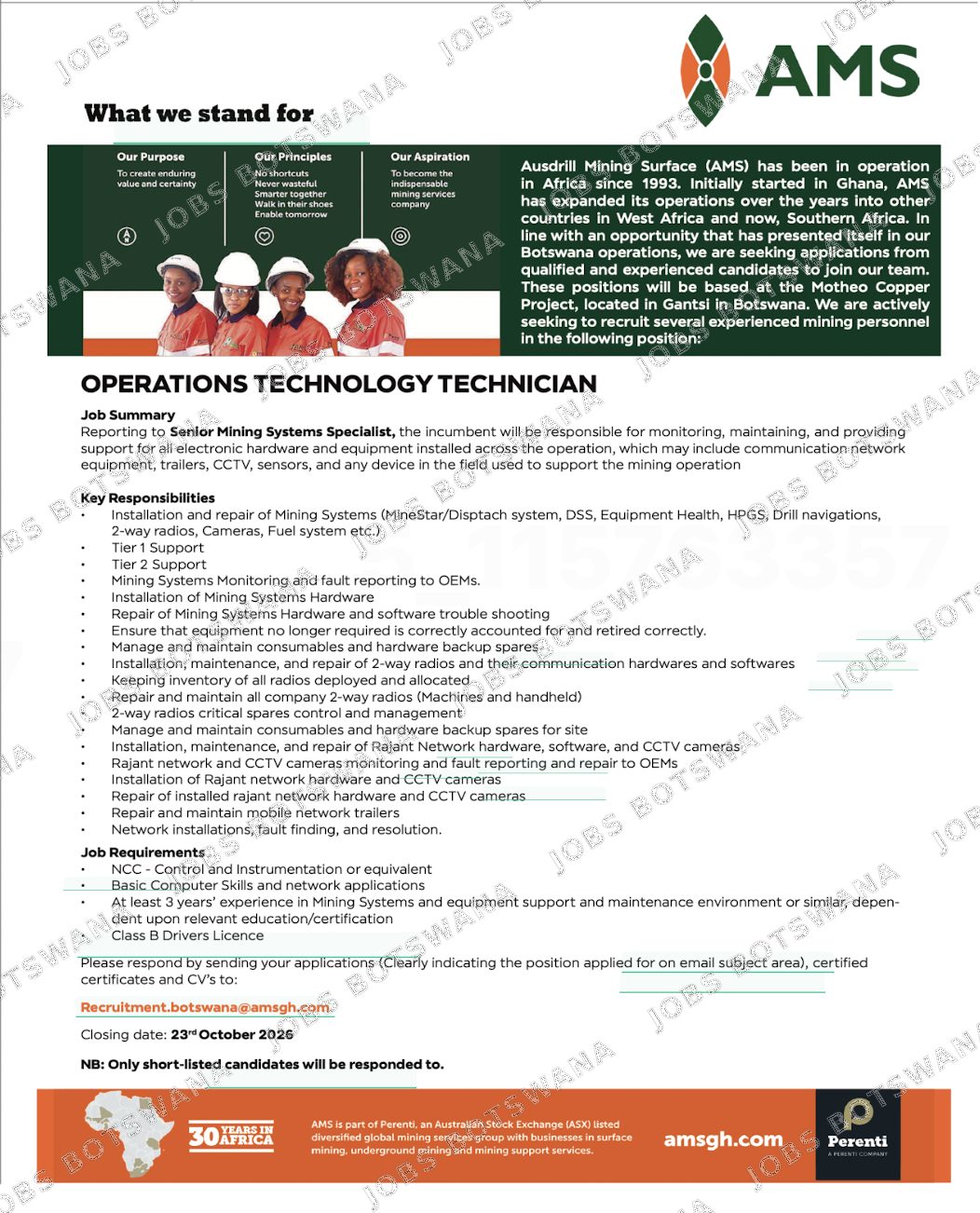 Original job advert — Jobs Botswana