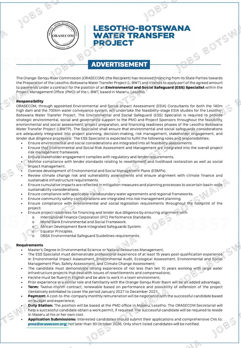 Original job advert — Jobs Botswana