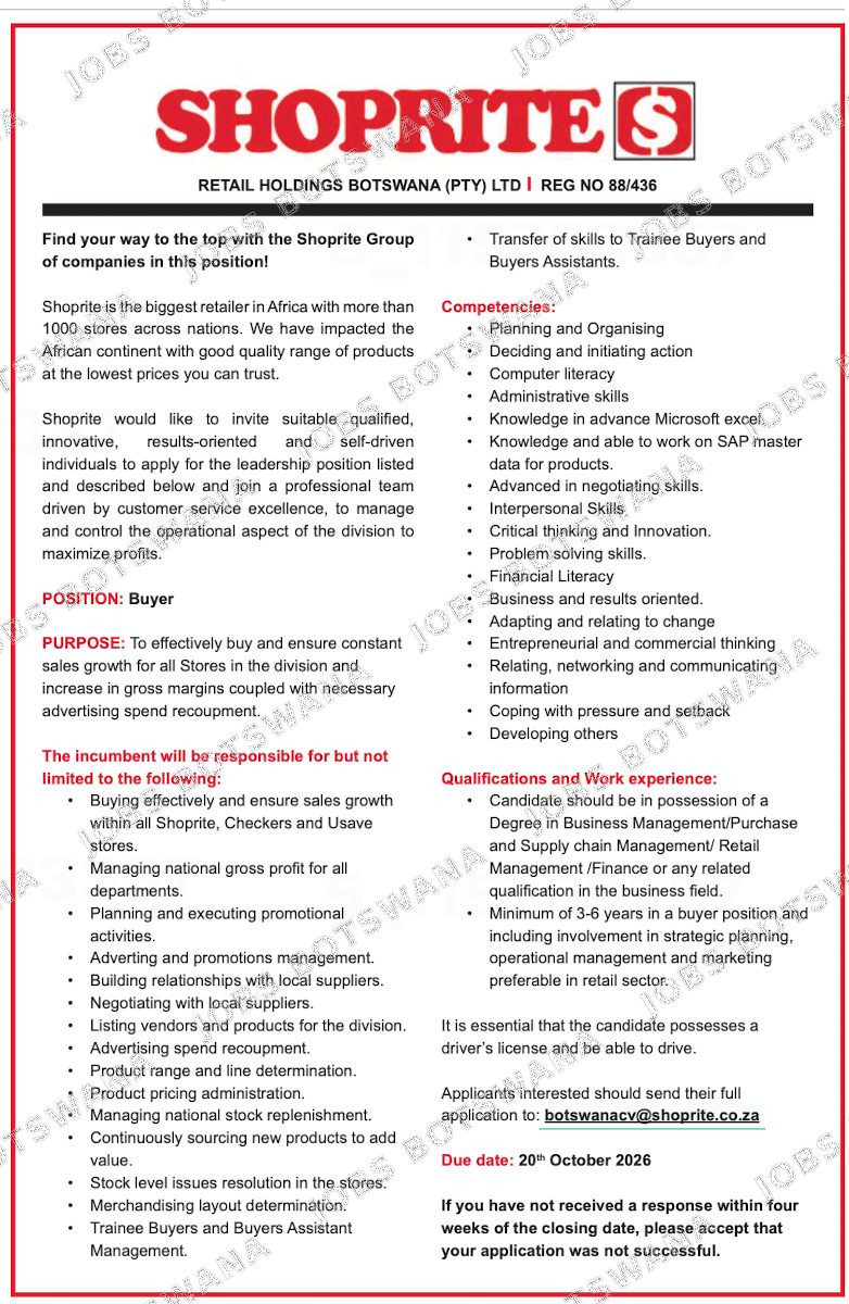 Original job advert — Jobs Botswana