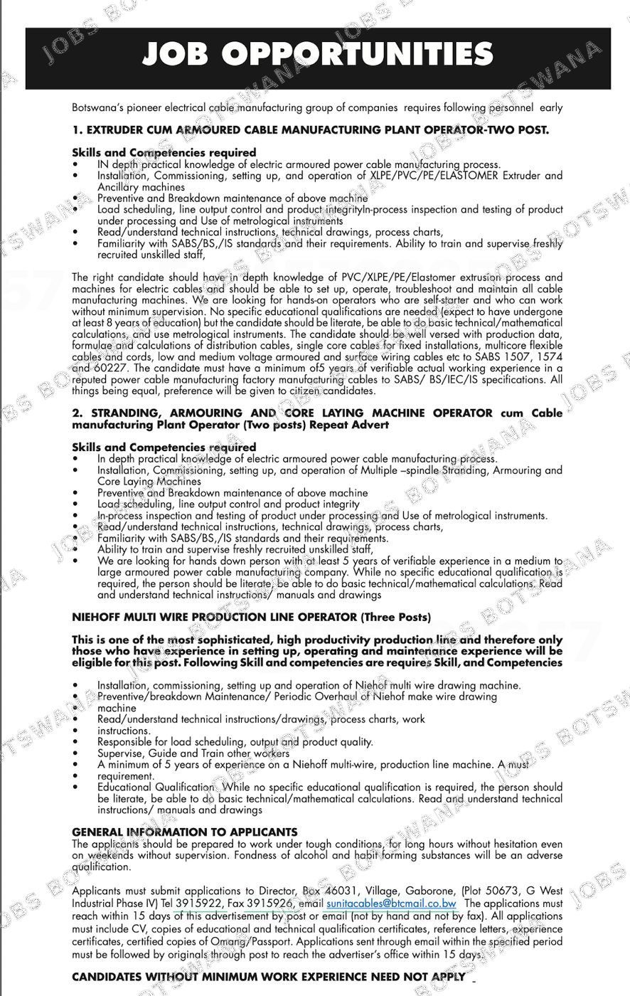 Original job advert — Jobs Botswana