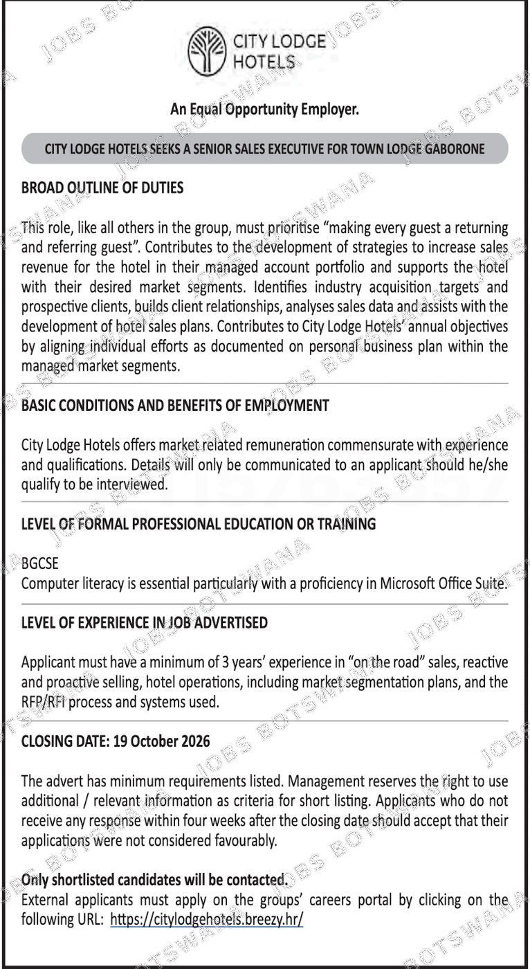 Original job advert — Jobs Botswana